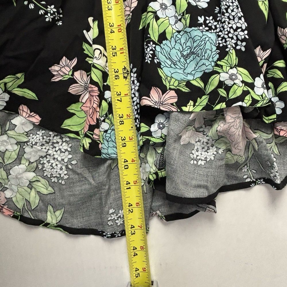 Torrid Floral Dress Midi Black Keyhole Open Back 00/12 Large Sleeveless Rock EUC - Picture 6 of 14